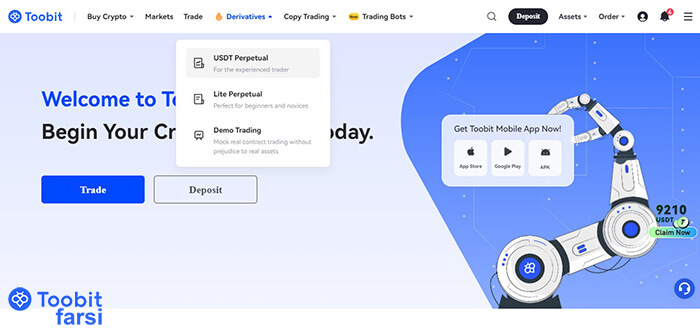 انتخاب گزینه USDT Perpetual