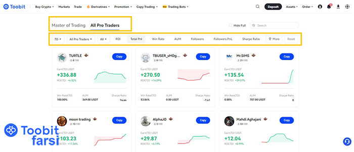 انتخاب تریدر در کپی ترید