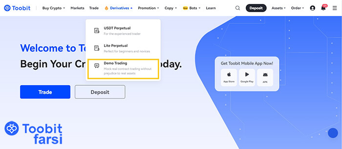 ورود به بخش حساب دمو