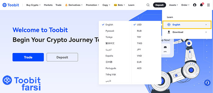 انتخاب زبان